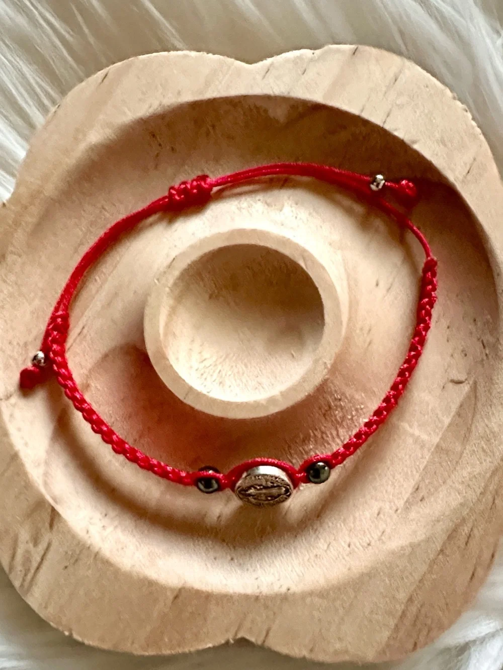 Handmade Red Adjustable String Cord Bracelet with St. Benedict Medal